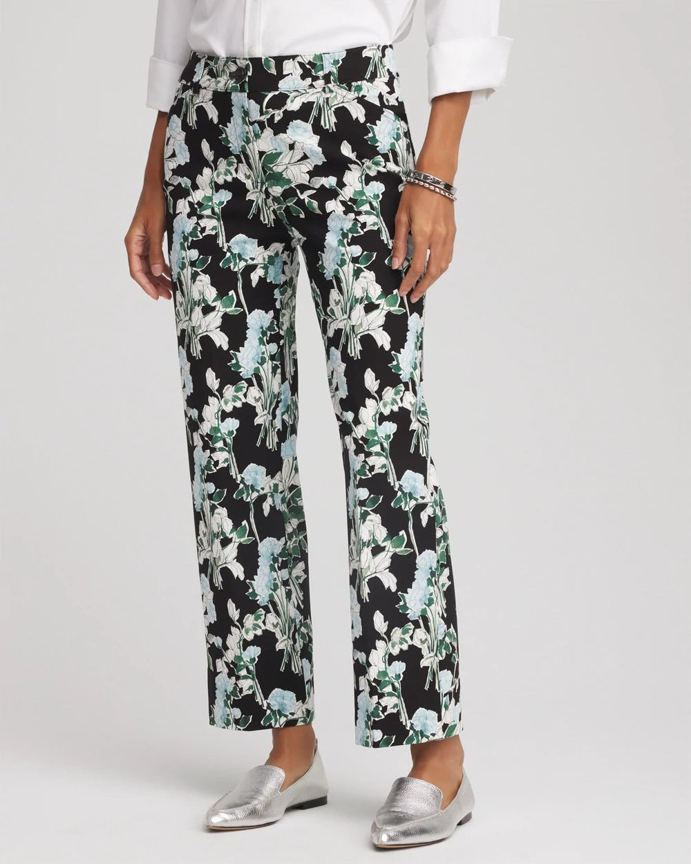 Chico's Everyday | Floral Emme Straight Ankle Pants