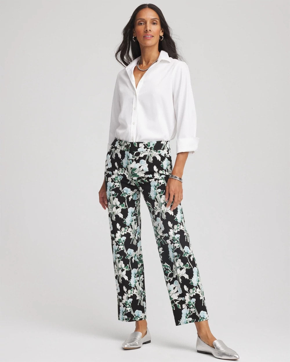 Chico's Everyday | Floral Emme Straight Ankle Pants