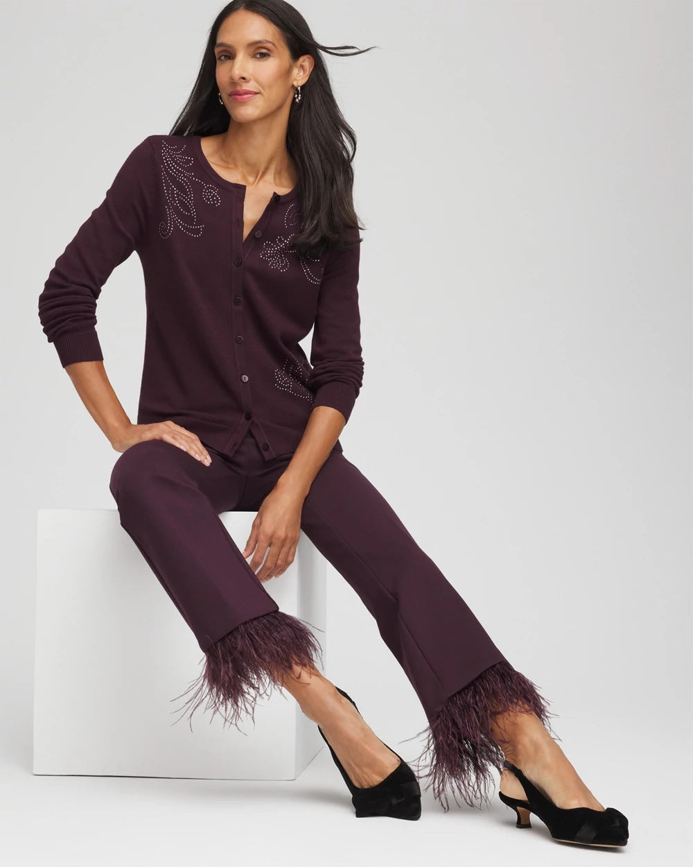 Chico's Exclusive | Juliet Feathered Flared Cropped Pants
