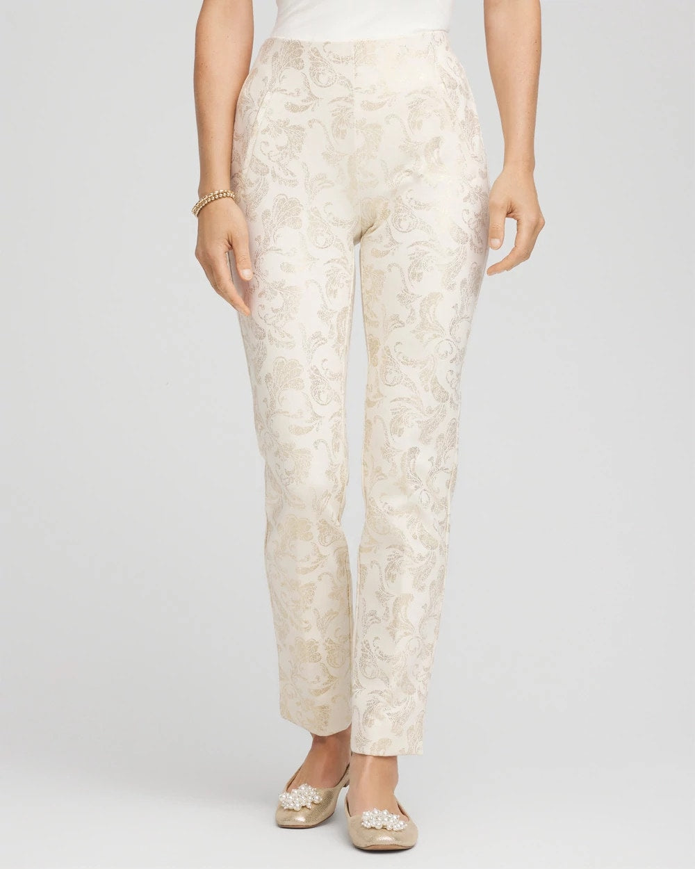 Chico's Deals | Juliet Golden Foiled Slim Ankle Pants