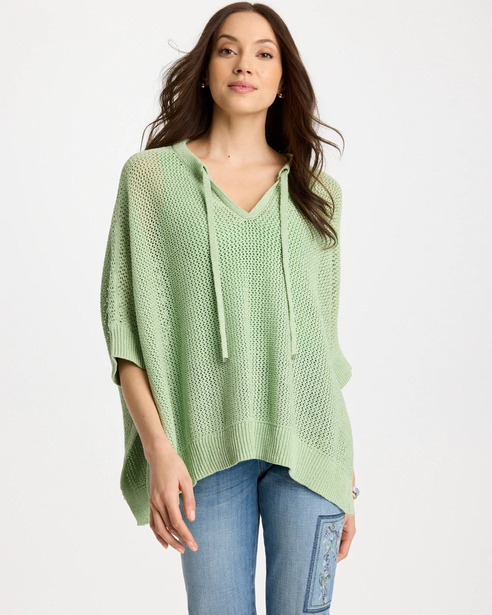 Chico's Classic | Avocado Artistry Open Knit Poncho