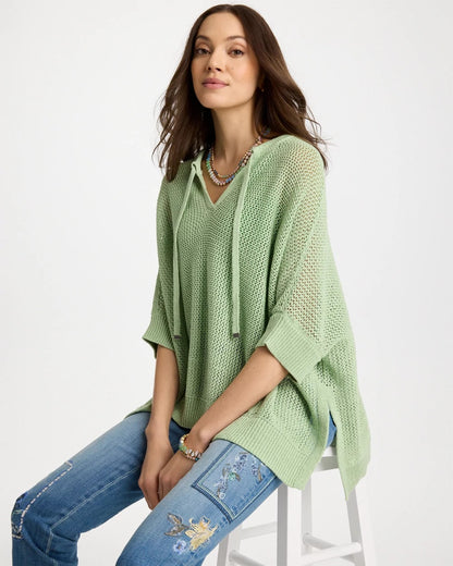 Chico's Classic | Avocado Artistry Open Knit Poncho