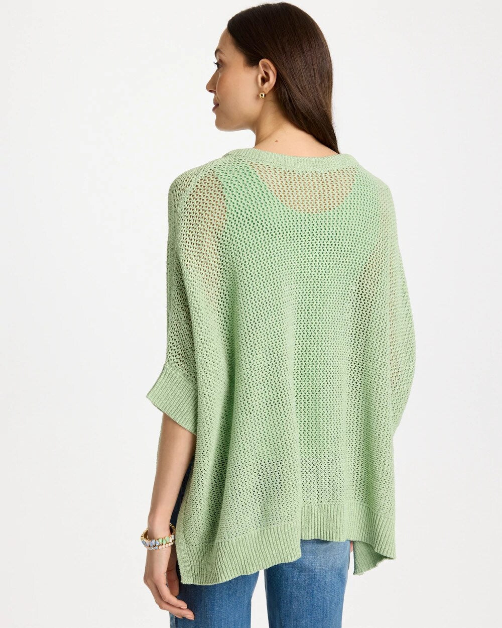 Chico's Classic | Avocado Artistry Open Knit Poncho