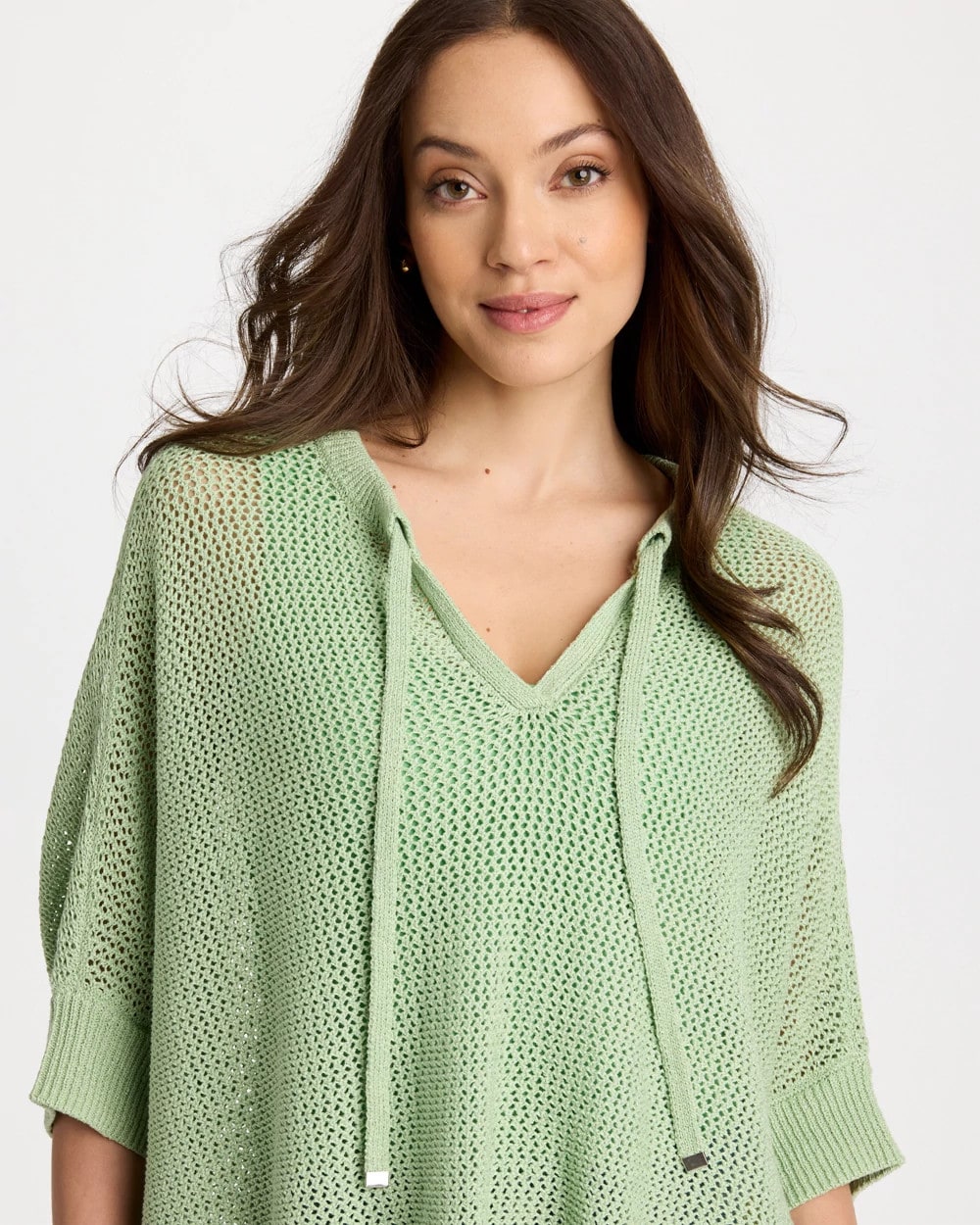 Chico's Classic | Avocado Artistry Open Knit Poncho