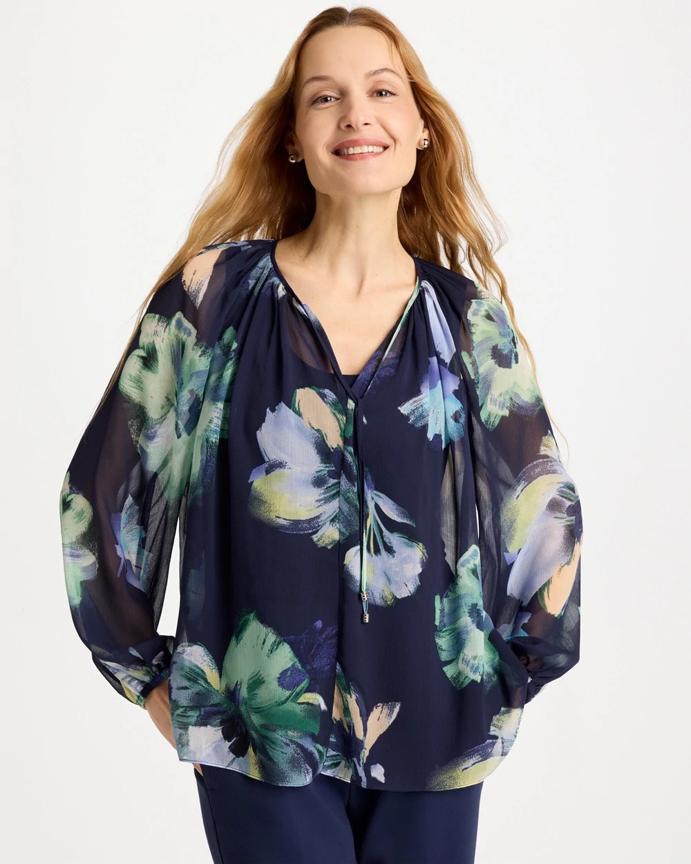 Chico's Deals | Crinkle Chiffon Tie-Front Blouse