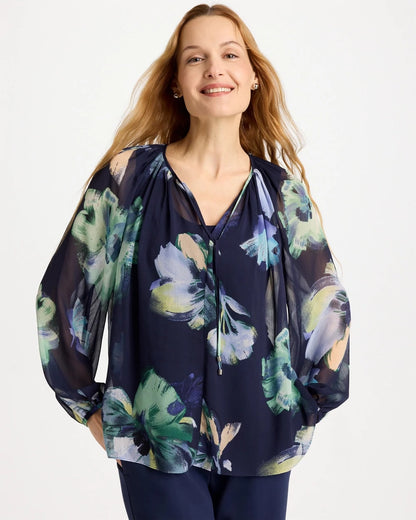 Chico's Deals | Crinkle Chiffon Tie-Front Blouse