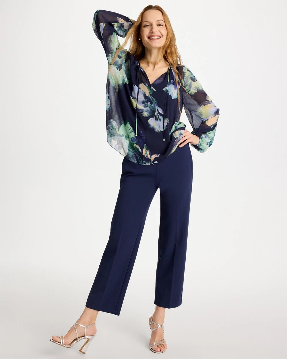 Chico's Deals | Crinkle Chiffon Tie-Front Blouse