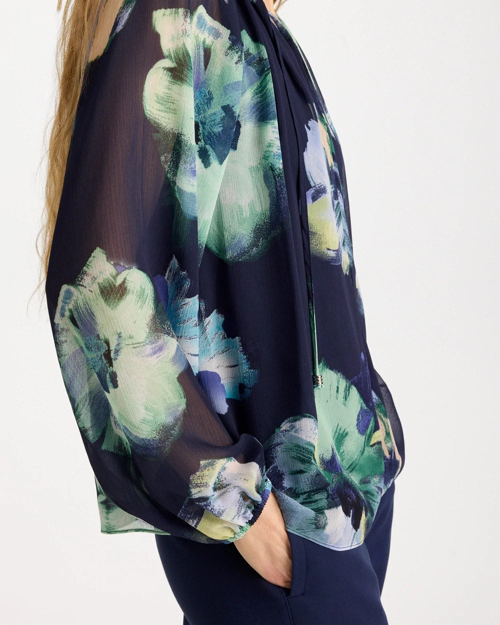 Chico's Deals | Crinkle Chiffon Tie-Front Blouse