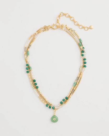 Chico's Exclusive | Aventurine Stone Pendant Necklace