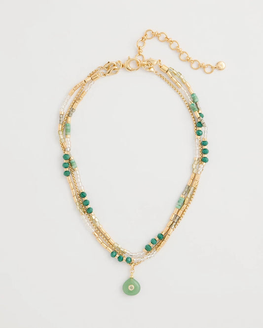 Chico's Exclusive | Aventurine Stone Pendant Necklace
