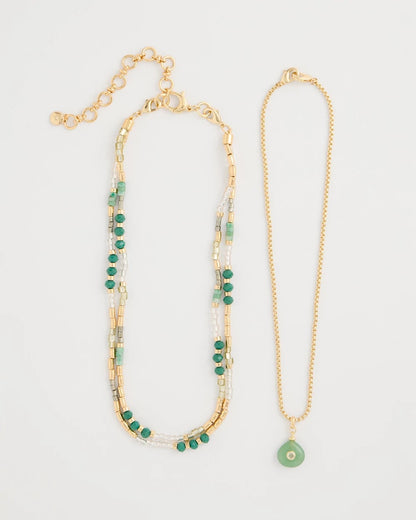 Chico's Exclusive | Aventurine Stone Pendant Necklace