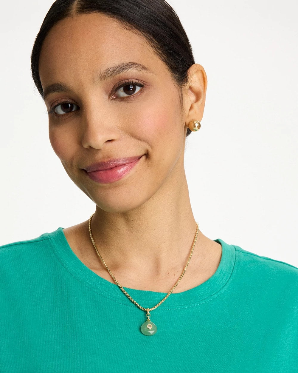 Chico's Exclusive | Aventurine Stone Pendant Necklace