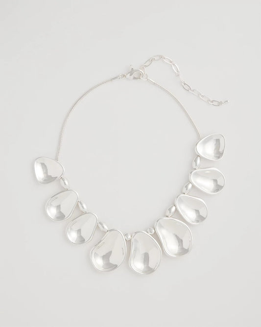 Chico's Essential | Shiny Silvertone Bib Necklace
