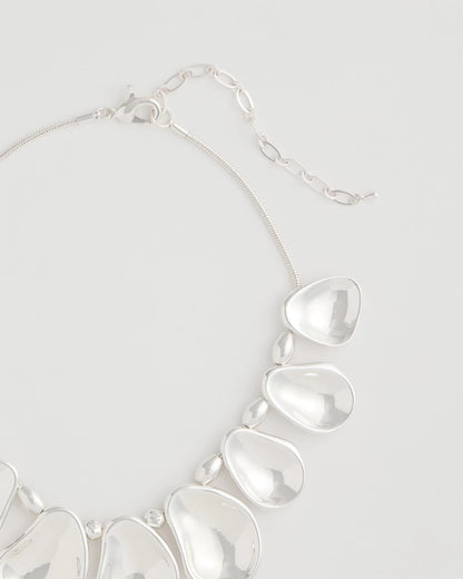 Chico's Essential | Shiny Silvertone Bib Necklace