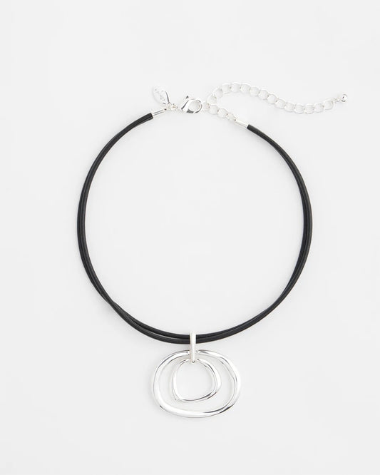 Chico's Customer Favorite | Silver Tone Rings Pendant Necklace