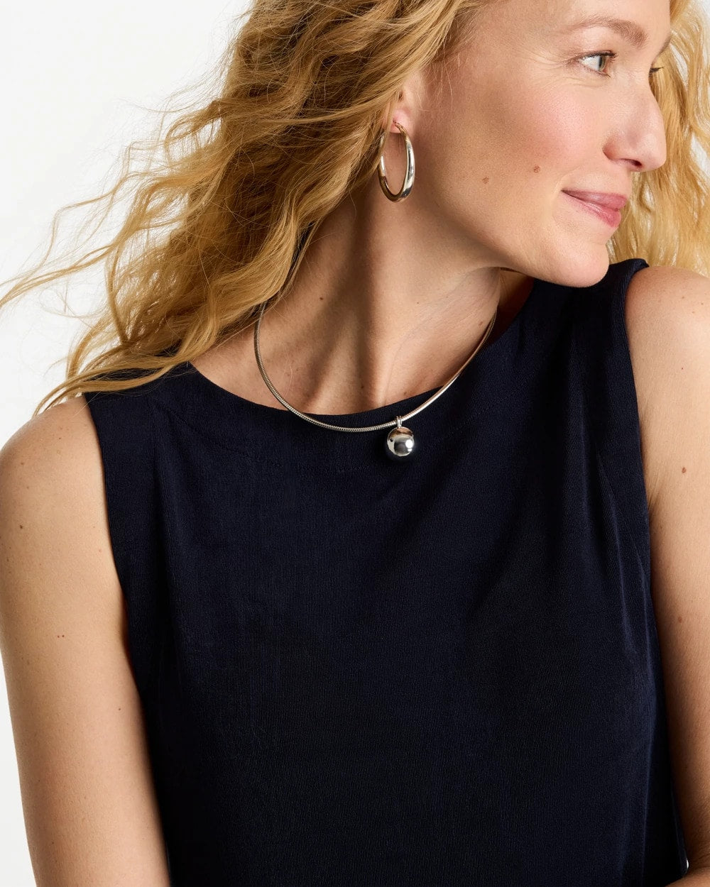 Chico's Discount | Silver Bead Collar Necklace