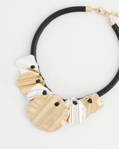 Chico's Everyday | Crinkle Mixed Metal Bib Necklace