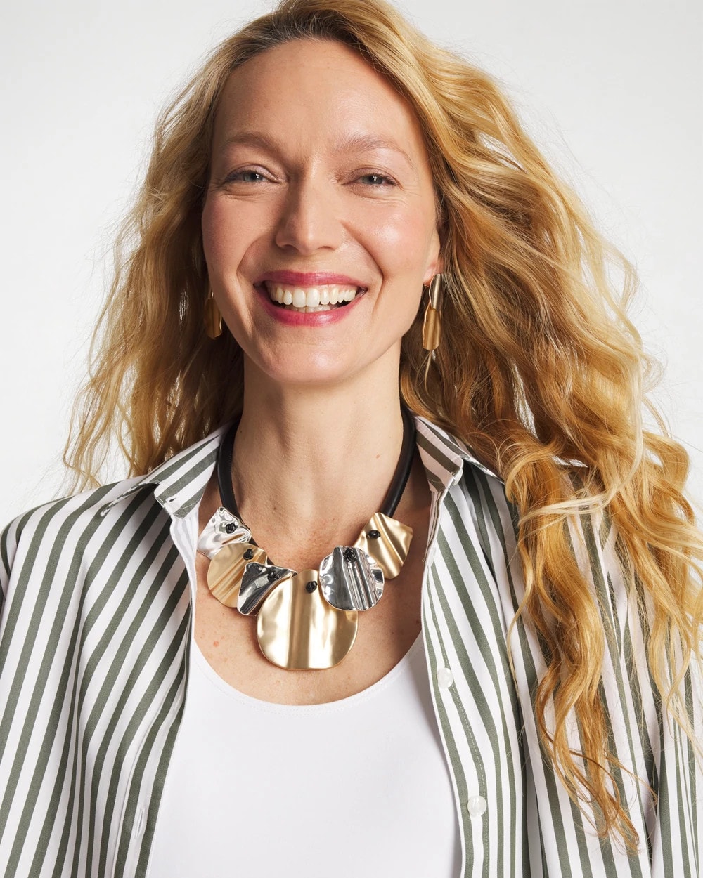 Chico's Everyday | Crinkle Mixed Metal Bib Necklace