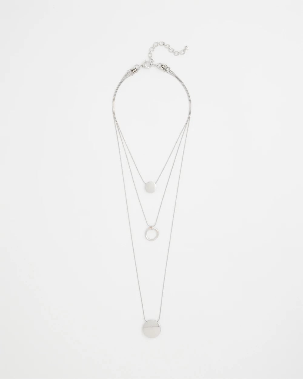 Chico's Essential | Silver Triple Pendant Necklace