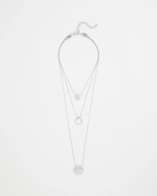 Chico's Essential | Silver Triple Pendant Necklace