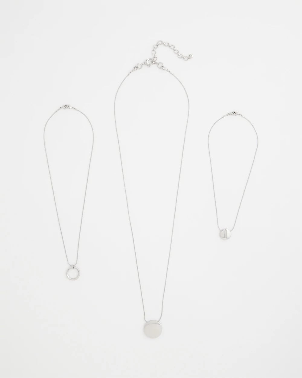Chico's Essential | Silver Triple Pendant Necklace