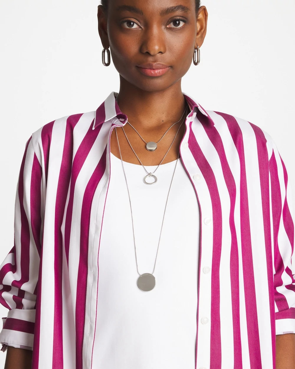 Chico's Essential | Silver Triple Pendant Necklace