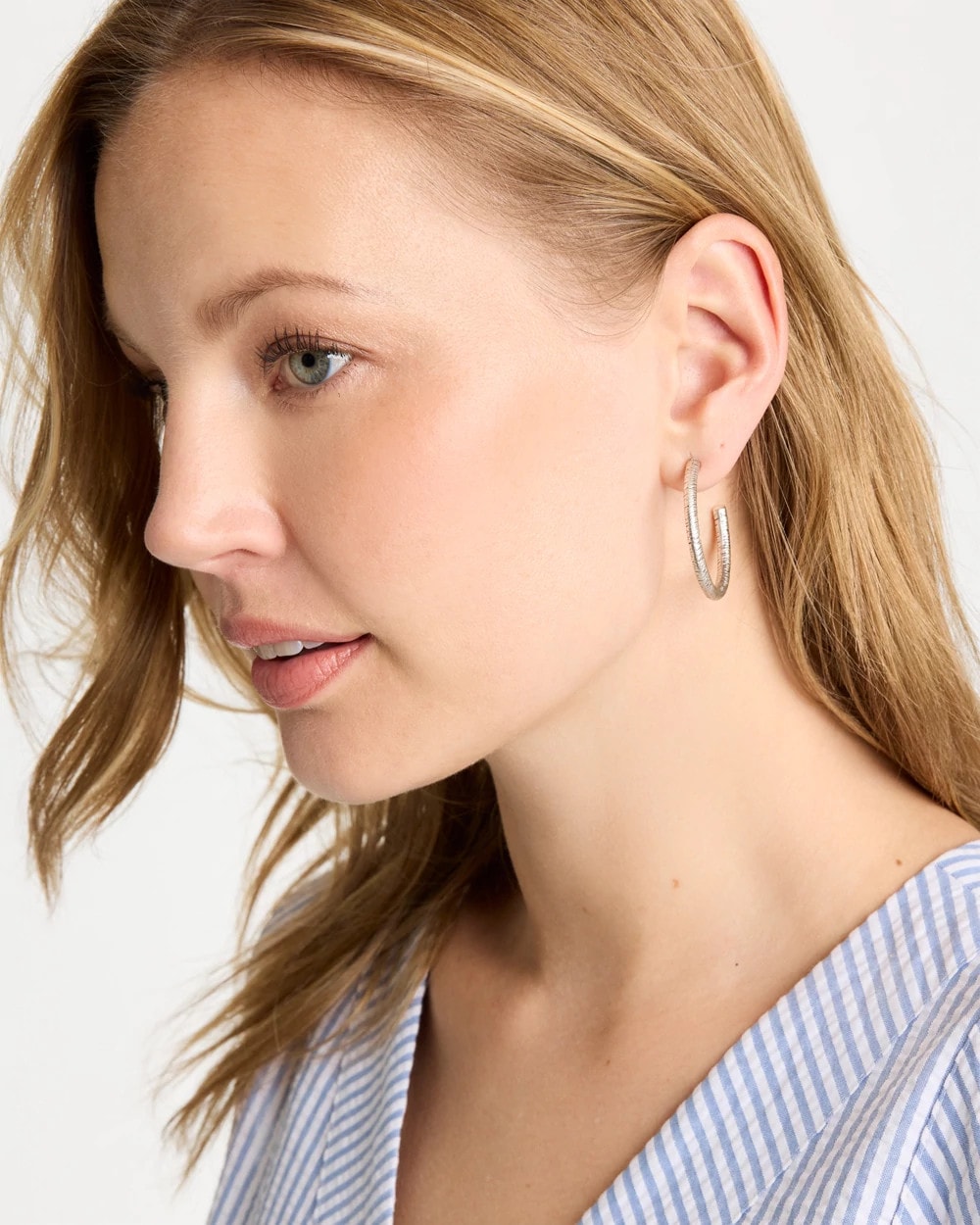 Chico's Latest | Silvertone Textured Hoop Earrings