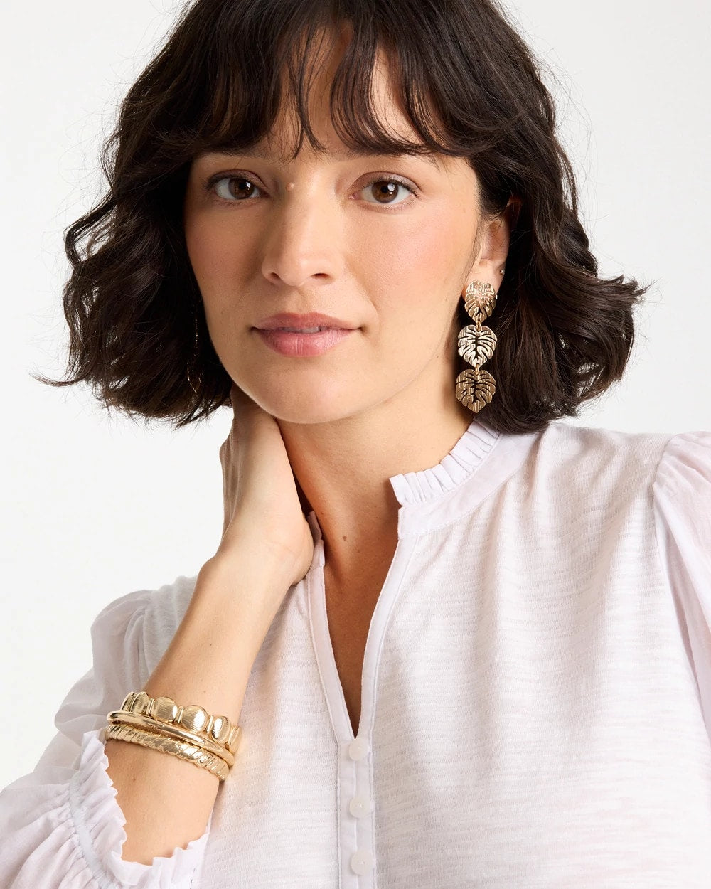 Chico's Value | Palm Frond Linear Drop Earrings
