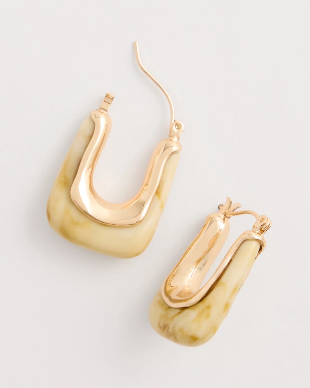 Chico's Discount | Neutral Goldtone Square Hoop Earrings