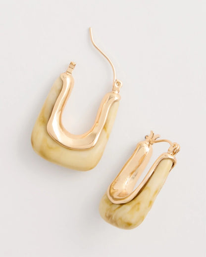 Chico's Discount | Neutral Goldtone Square Hoop Earrings