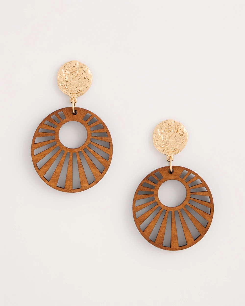 Chico's Everyday | Wood Carved Sun Drop Earrings