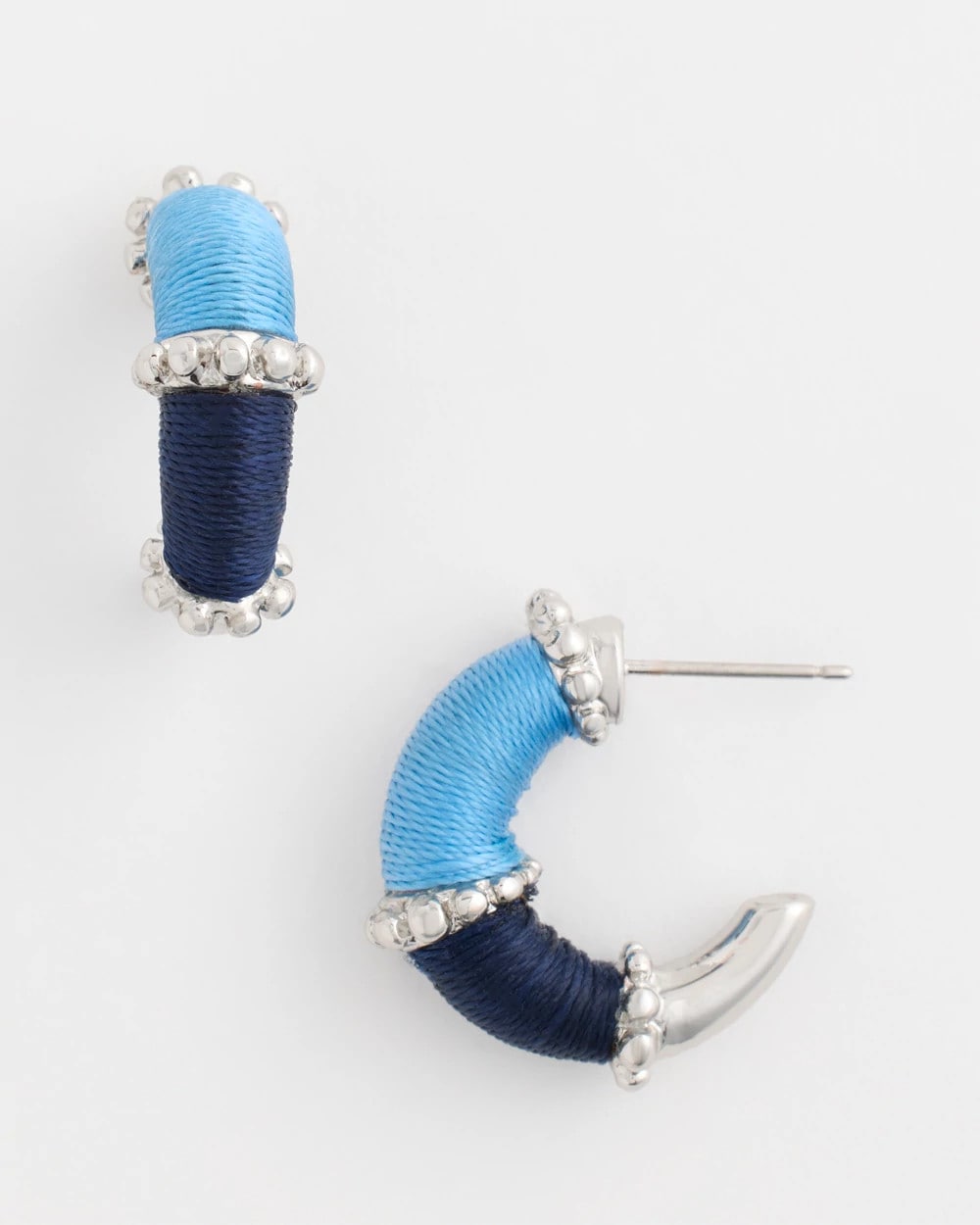 Chico's Deals | Silvertone Two-Tone Threaded Hoop Earrings