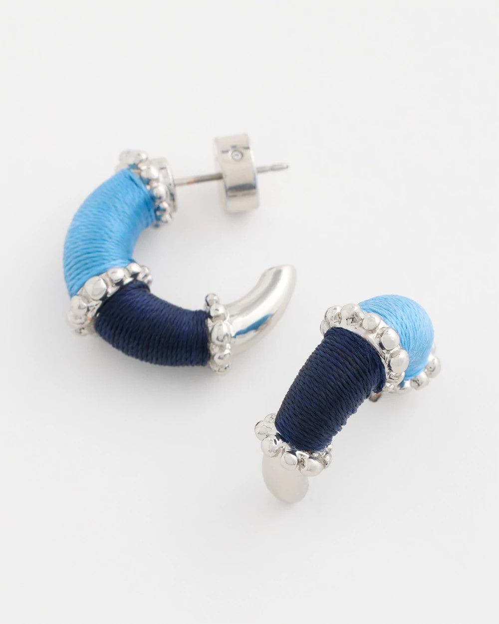Chico's Deals | Silvertone Two-Tone Threaded Hoop Earrings