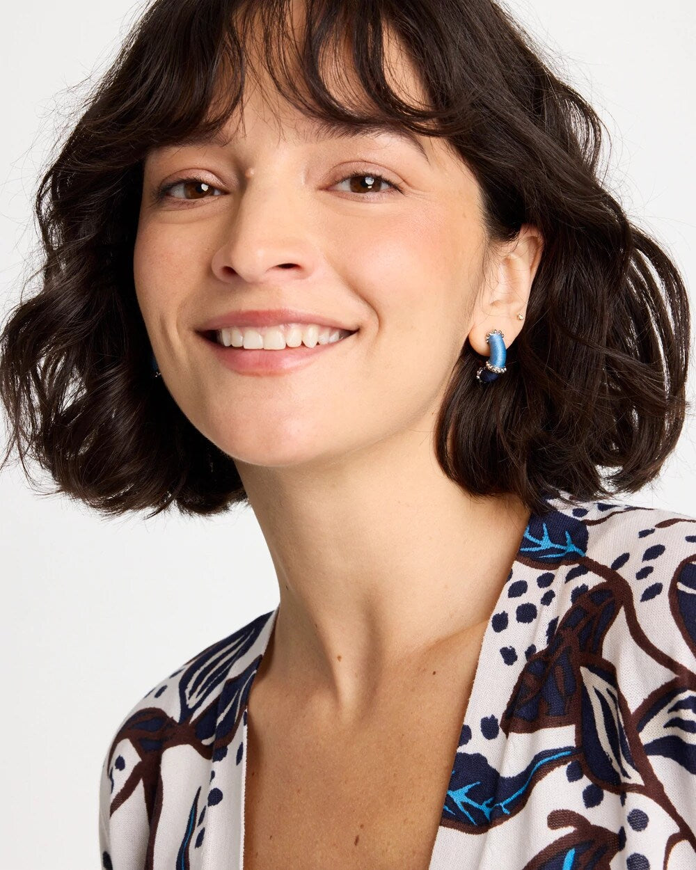 Chico's Deals | Silvertone Two-Tone Threaded Hoop Earrings
