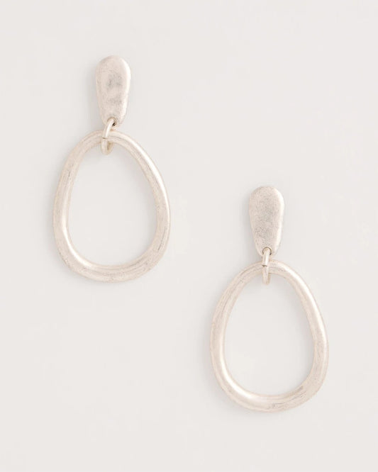 Chico's Everyday | Silvertone Open Circle Drop Earrings