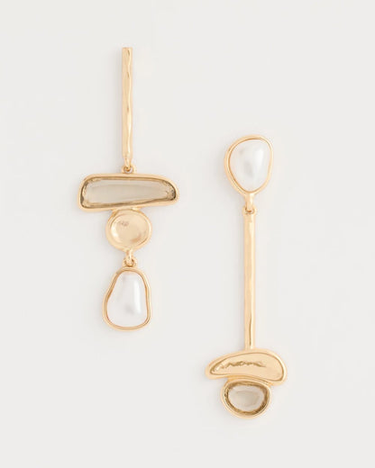 Chico's Value | Asymmetrical Pearlescent Linear Earrings