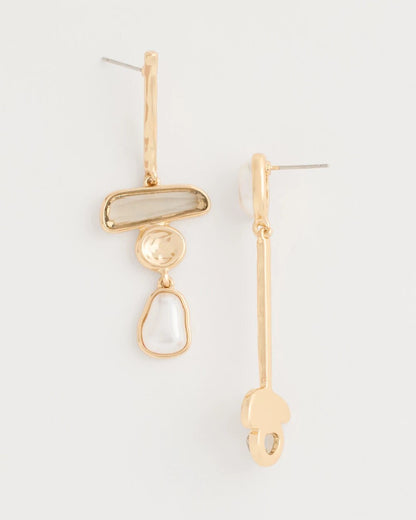 Chico's Value | Asymmetrical Pearlescent Linear Earrings