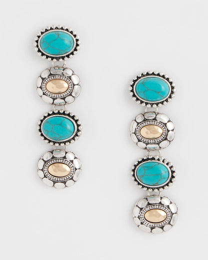 Chico's Latest | Turquoise Mixed Metal Linear Earrings