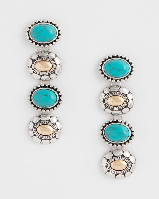 Chico's Latest | Turquoise Mixed Metal Linear Earrings