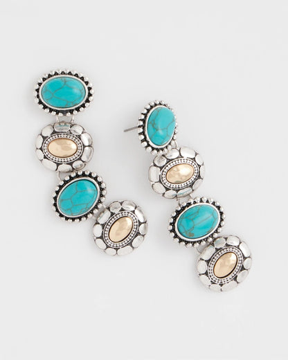 Chico's Latest | Turquoise Mixed Metal Linear Earrings