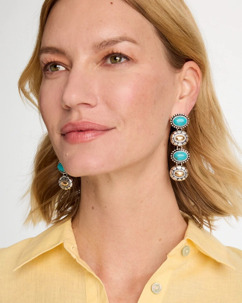Chico's Latest | Turquoise Mixed Metal Linear Earrings