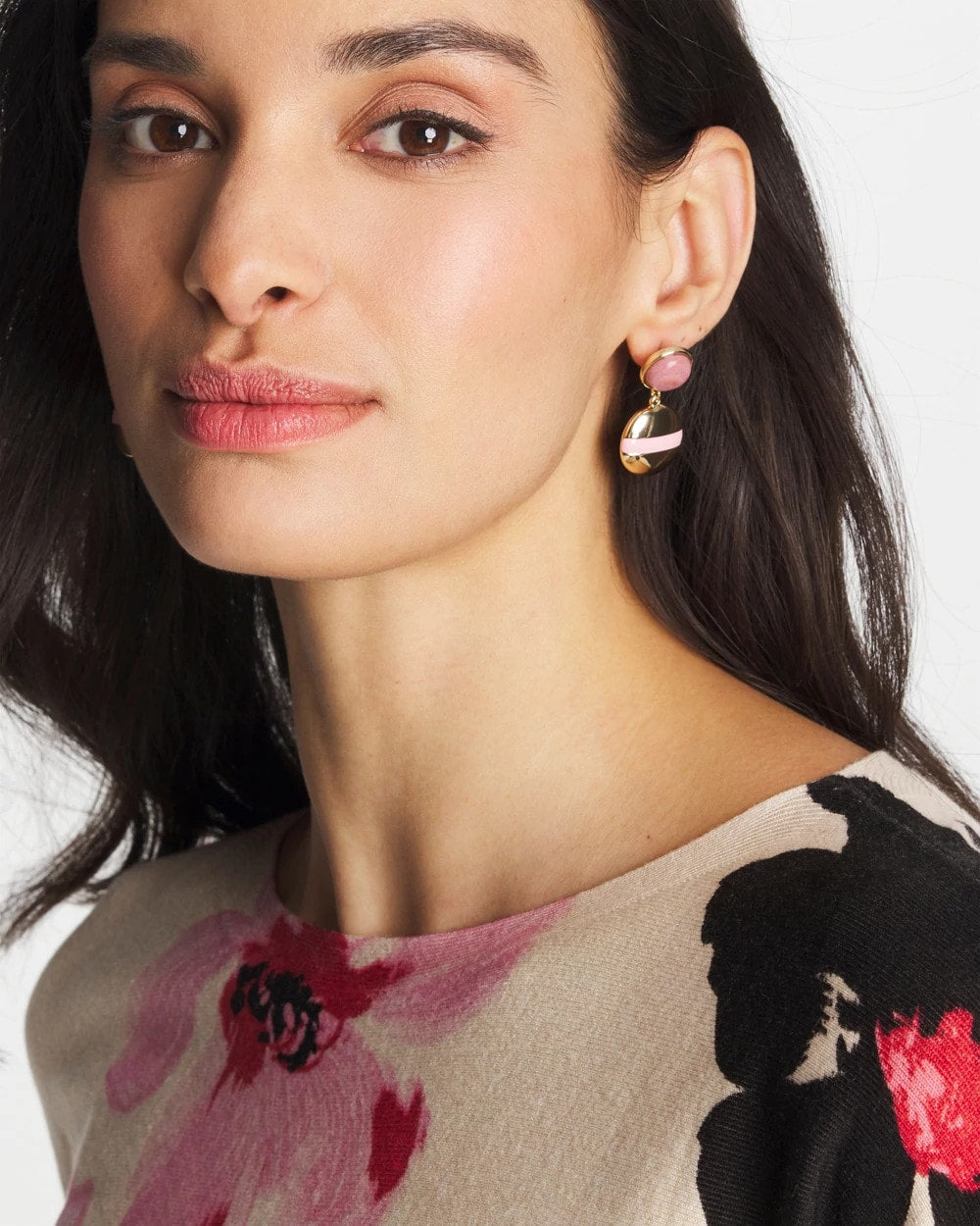 Chico's New | Pink Enamel Sphere Drop Earrings