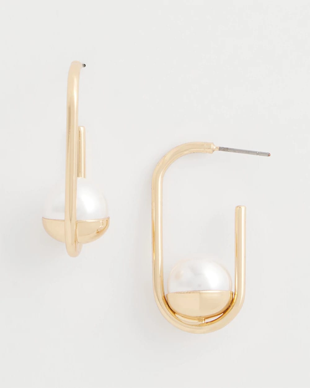 Chico's Quality | Pearl Gold Hoop Earrings