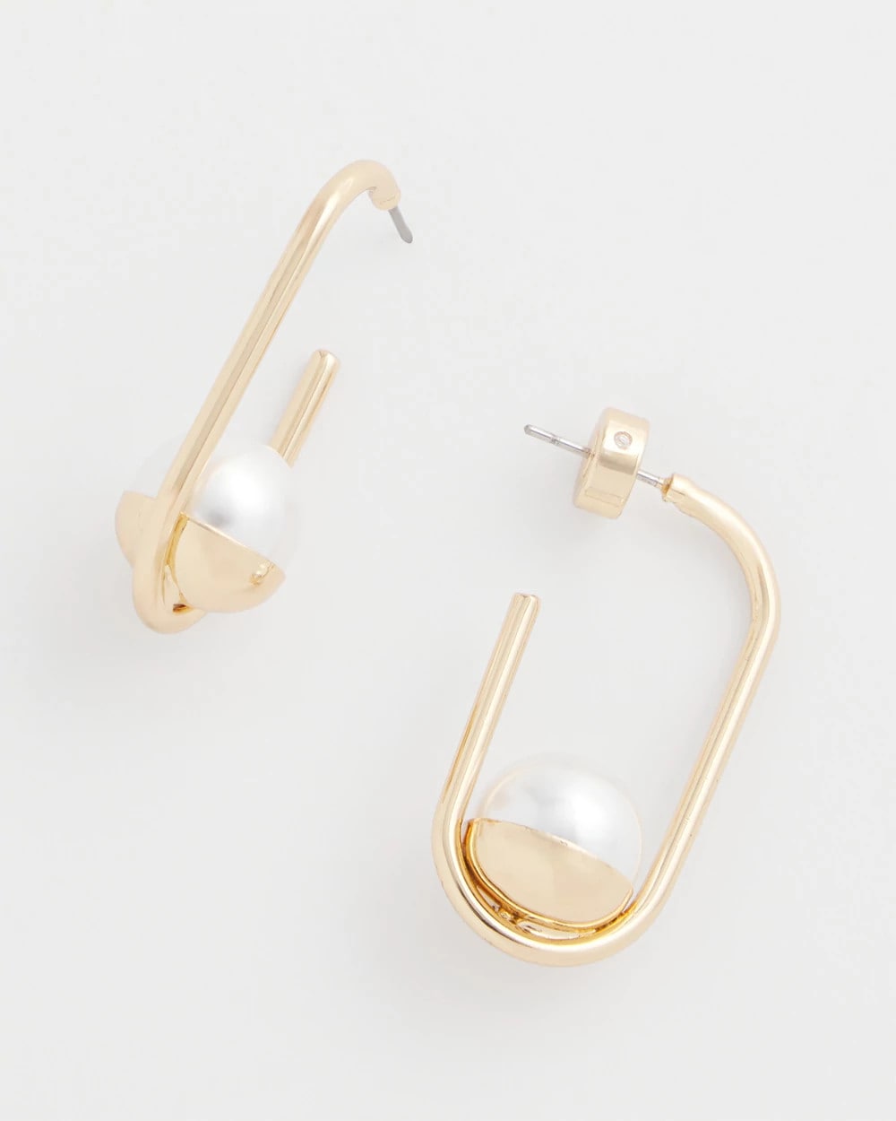Chico's Quality | Pearl Gold Hoop Earrings