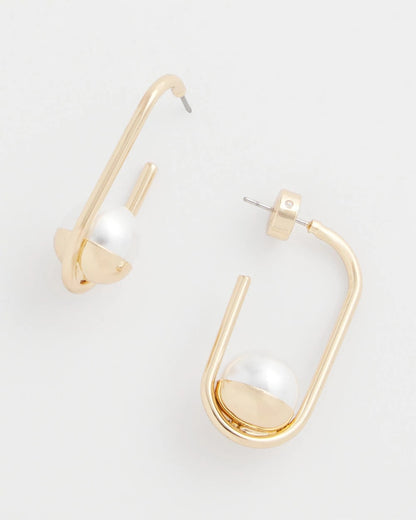 Chico's Quality | Pearl Gold Hoop Earrings