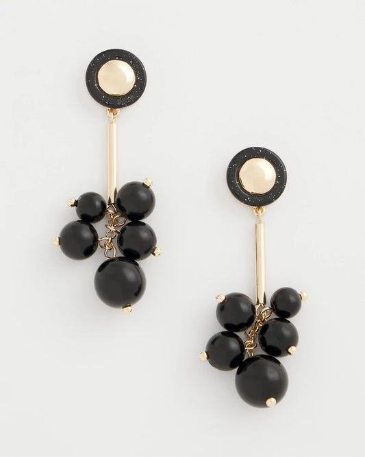 Chico's Essential | Linear Black Bead Cluster Earrings