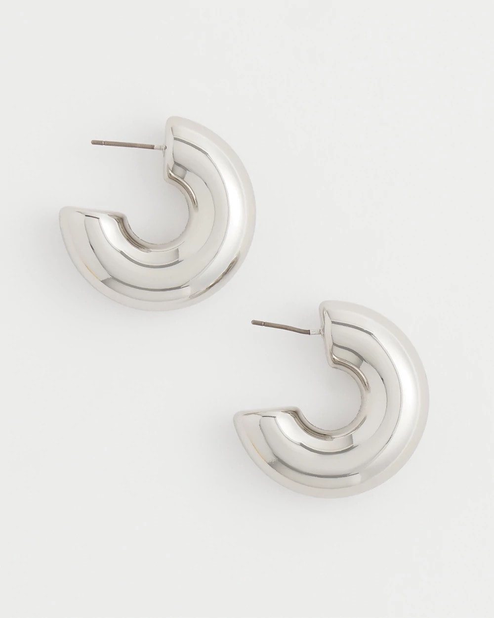 Chico's Discount | Silver Puff Hoop Earrings