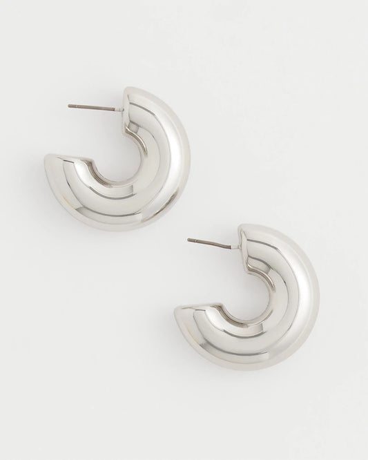 Chico's Discount | Silver Puff Hoop Earrings