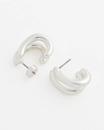 Chico's Essential | Silver Double Mini Hoop Earrings