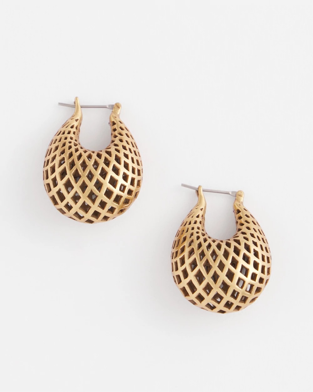 Chico's Hot Sale | Gold Lattice Puff Hoop Earrings